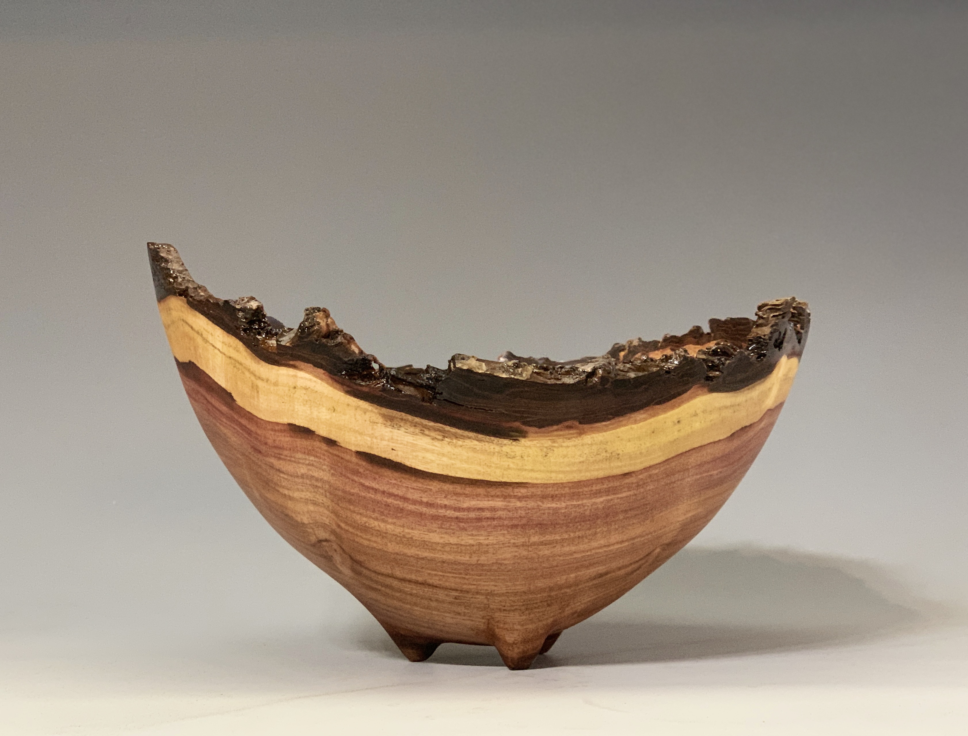 Maui Milo Natural Edge Bowl with Carved Feet   Maui Milo Natural Edge Bowl with Carved Feet