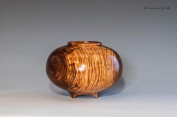  Maui Curly Koa Hollow Form with 3 carved feet 